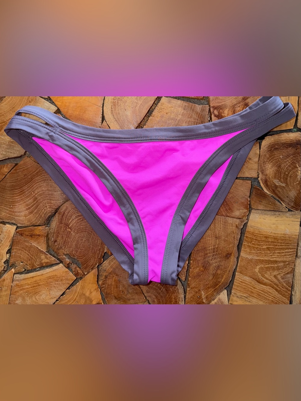 l*space Hot Pink Bikini Bottom with Gray Trim